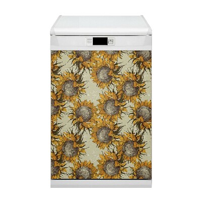 Dishwasher cover magnet Retro sunflowers