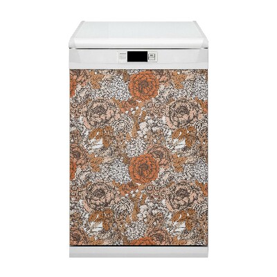 Magnetic dishwasher cover Orange roses