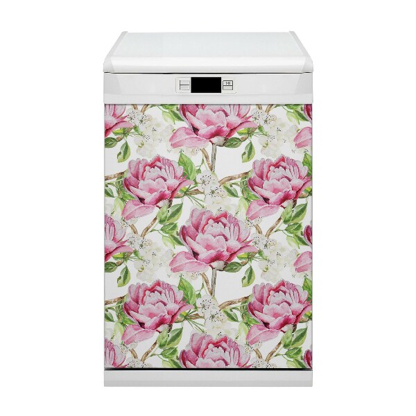 Dishwasher cover Pink peonies