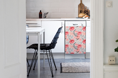 Magnetic dishwasher cover Painted poppies