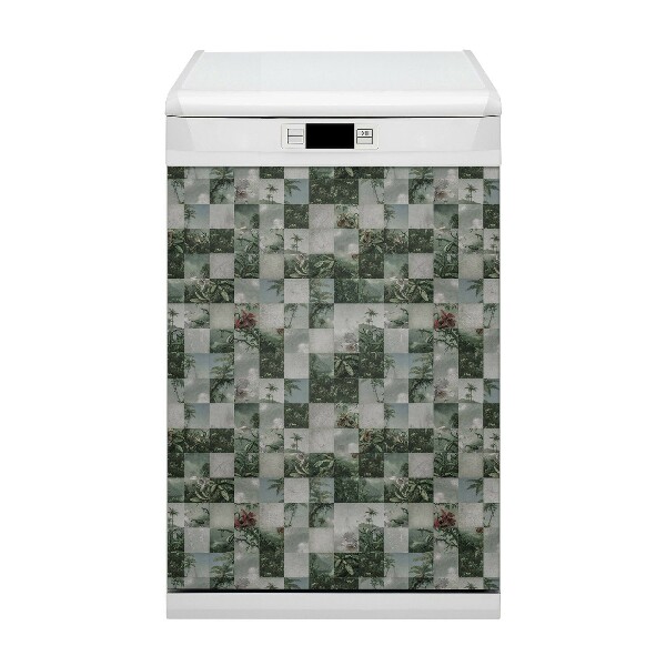 Magnetic dishwasher cover Tropical patchwork