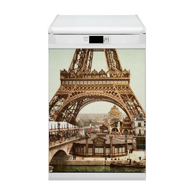 Magnetic dishwasher cover Eiffel Retro tower