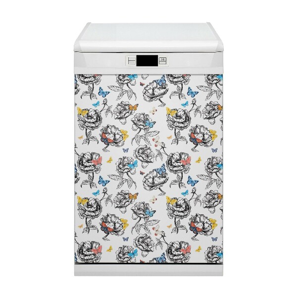 Magnetic dishwasher cover Butterflies