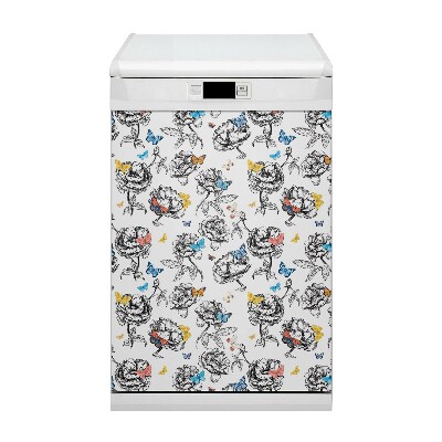 Magnetic dishwasher cover Butterflies