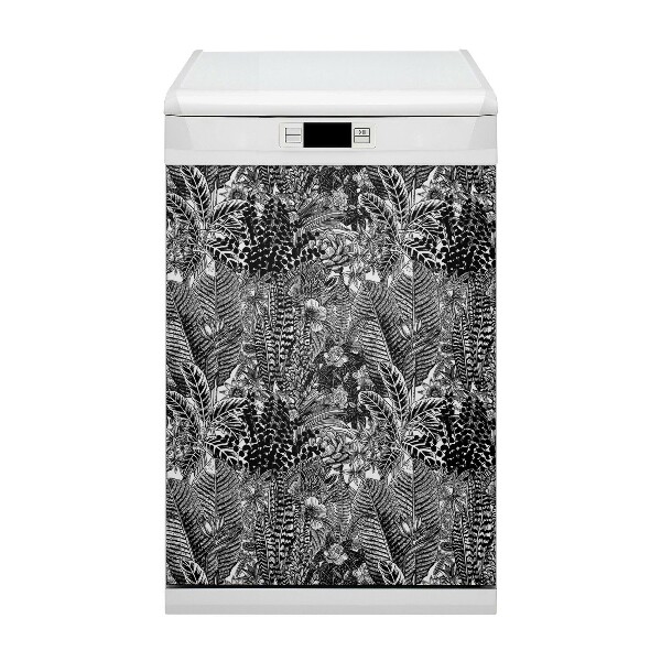 Magnetic dishwasher cover Part-white leaves