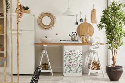 Magnetic dishwasher cover Berries and flowers