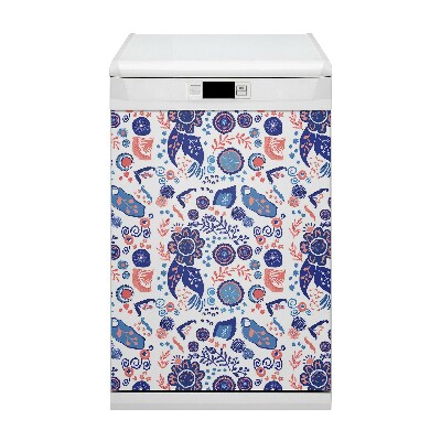 Dishwasher cover magnet Abstract flowers