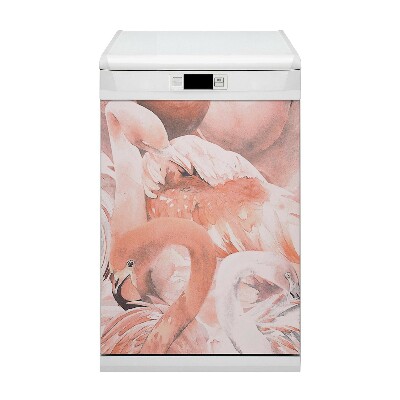 Magnetic dishwasher cover Flamingos