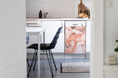 Magnetic dishwasher cover Flamingos