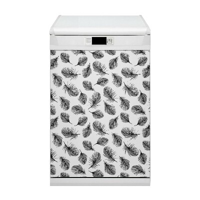Dishwasher cover magnet Black feathers