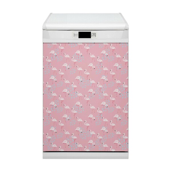 Magnetic dishwasher cover Flamingos