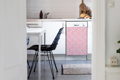 Magnetic dishwasher cover Flamingos