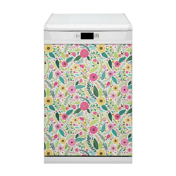 Magnetic dishwasher cover Colorful flowers