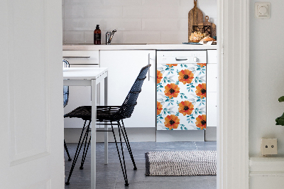 Magnetic dishwasher cover Orange flower