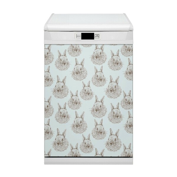 Magnetic dishwasher cover Sketched rabbits