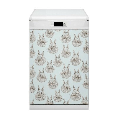 Magnetic dishwasher cover Sketched rabbits