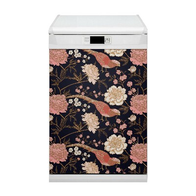 Dishwasher cover Peony with a bird