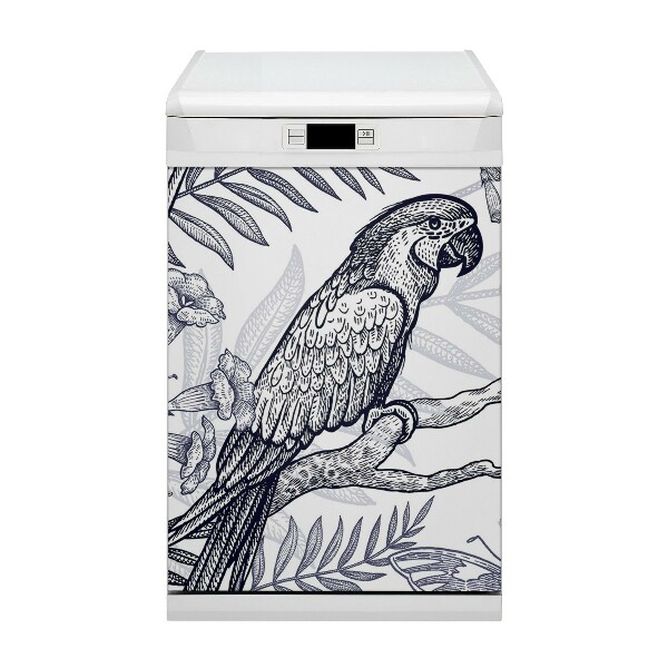 Dishwasher cover magnet Sketched parrot