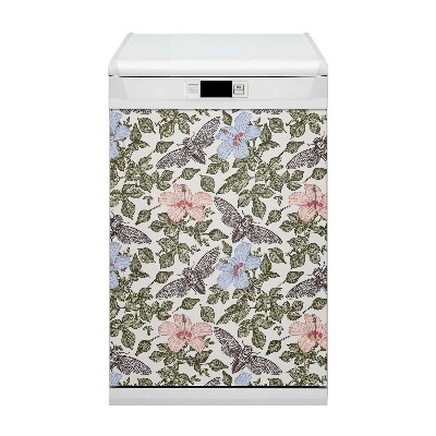 Magnetic dishwasher cover Butterflies and flowers