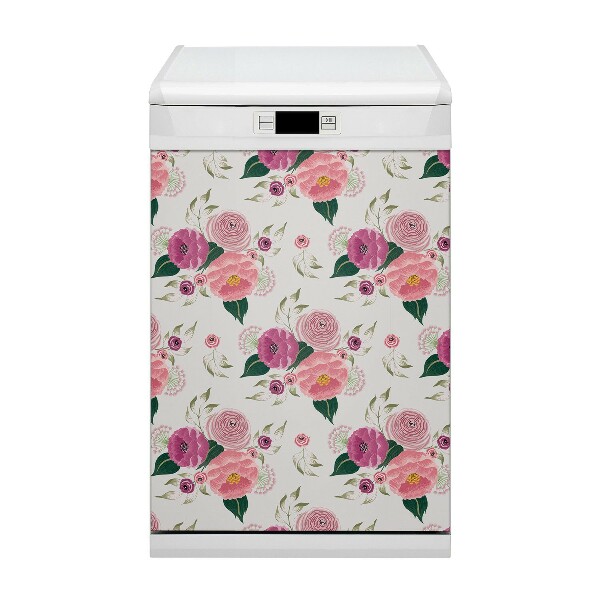 Dishwasher cover Pink flowers