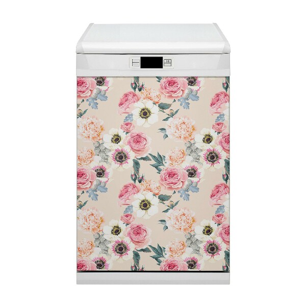 Magnetic dishwasher cover Pastel flowers
