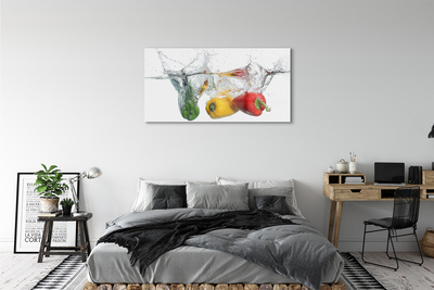 Acrylic print Colored peppers in water