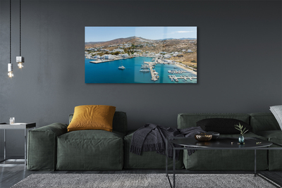 Acrylic print Mountain town coast greece