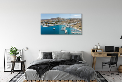 Acrylic print Mountain town coast greece
