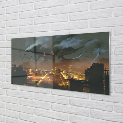 Acrylic print City on the night of smoke monsters