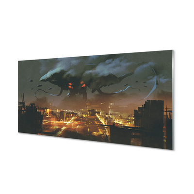 Acrylic print City on the night of smoke monsters