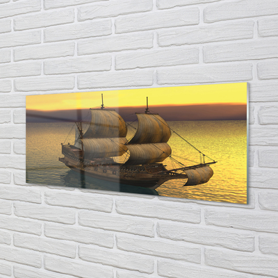 Acrylic print Yellow sea sky ship