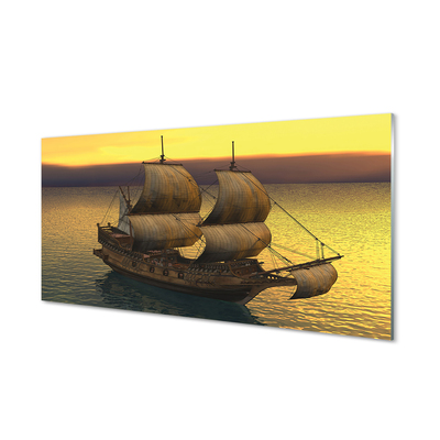 Acrylic print Yellow sea sky ship