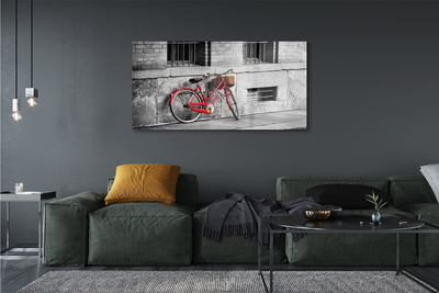 Acrylic print Red bicycle with a basket