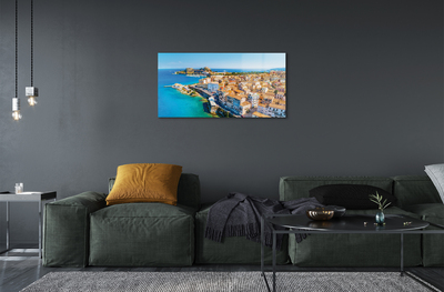 Acrylic print Town on the coast of greece sea