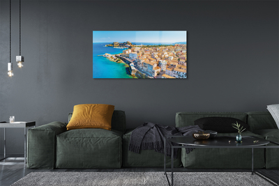 Acrylic print Town on the coast of greece sea