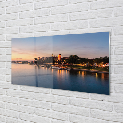 Acrylic print Krakow sunset river lock