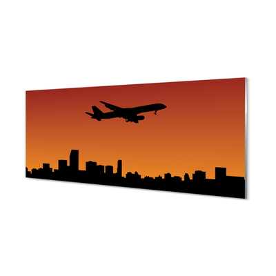 Acrylic print Airplane sky and sunset