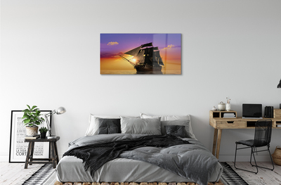 Acrylic print Colorful sea boat sky