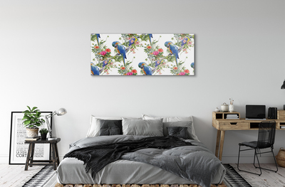 Acrylic print Birds on a branch with flowers