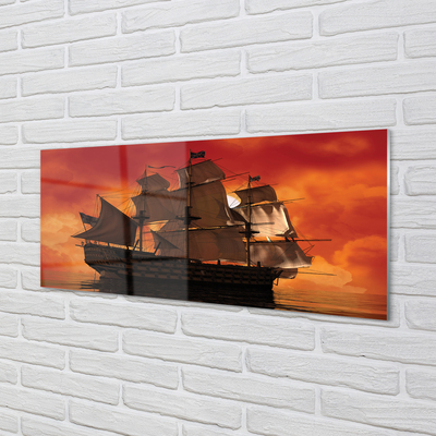 Acrylic print The sky orange ship sea