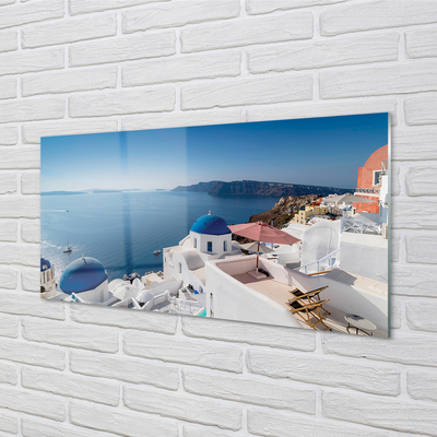 Acrylic print Panorama of the sea greece building