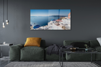 Acrylic print Panorama of the sea greece building