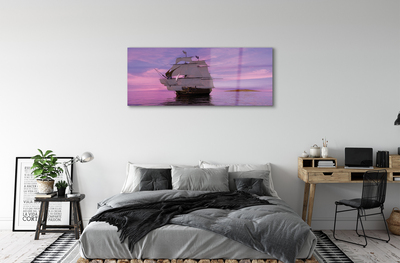 Acrylic print Purple sky ship sea