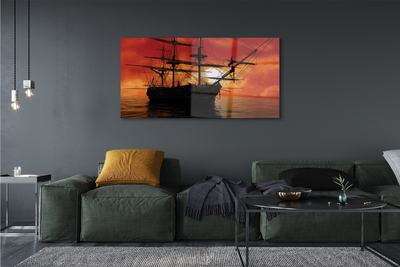 Acrylic print The sea ship sky sun clouds