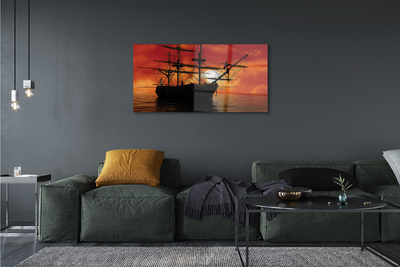 Acrylic print The sea ship sky sun clouds