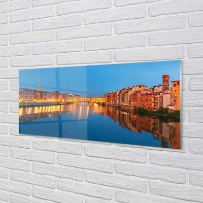 Acrylic print Italy bridges building river night