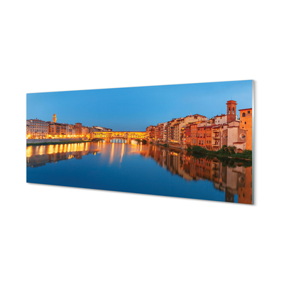 Acrylic print Italy bridges building river night