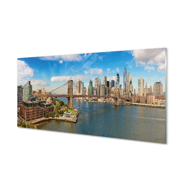 Acrylic print Bridge panorama of skyscrapers