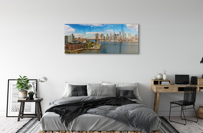 Acrylic print Bridge panorama of skyscrapers