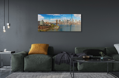 Acrylic print Bridge panorama of skyscrapers